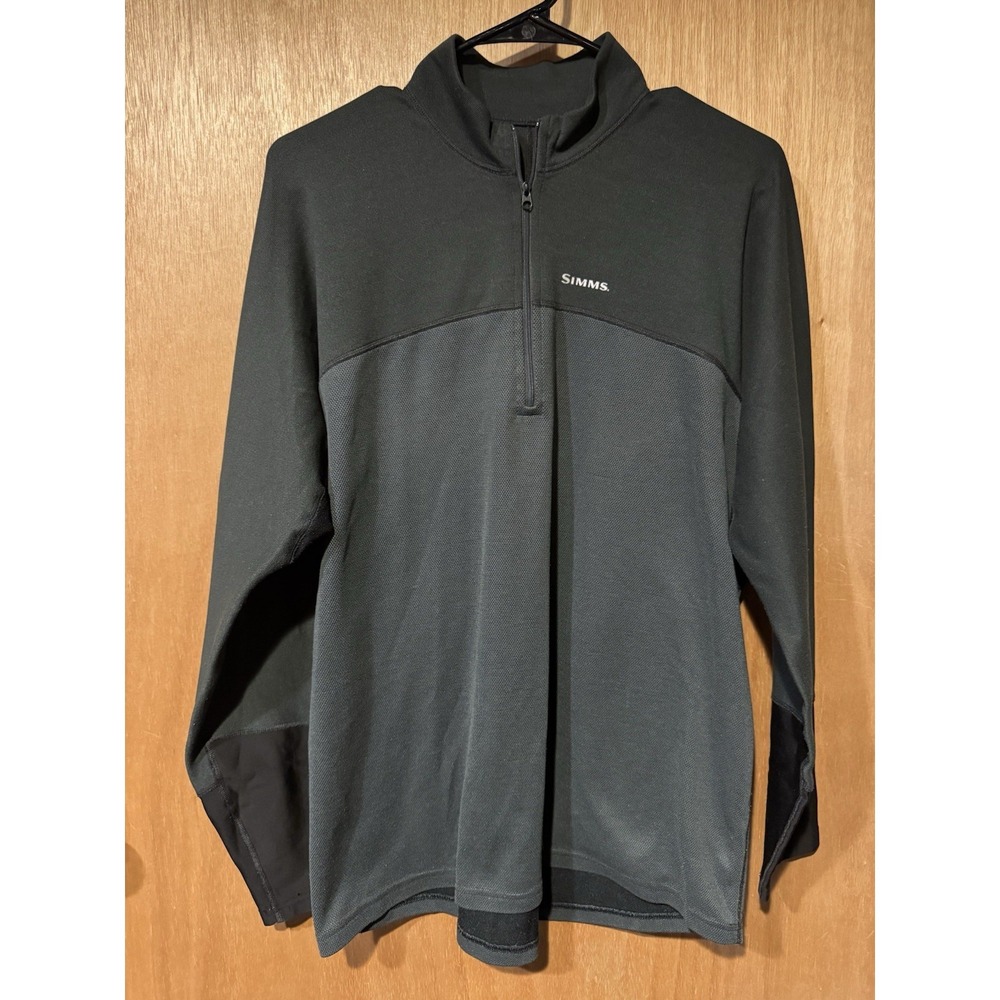 Simms Fishing Power Dry Gray Fleece 1/4 Zip Long Sleeve Pullover Size XL (C1)